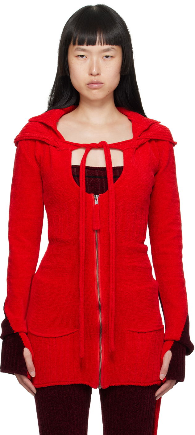 Sweater Ottolinger Ottolinger Extended Knit Hoodie Röd | 706701