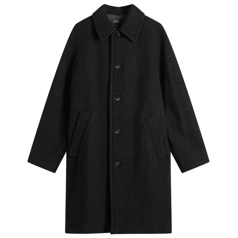 Rockar A.P.C. Gaston Felted Wool Overcoat Size Small Svart | WVBEH-H01516-LZZ