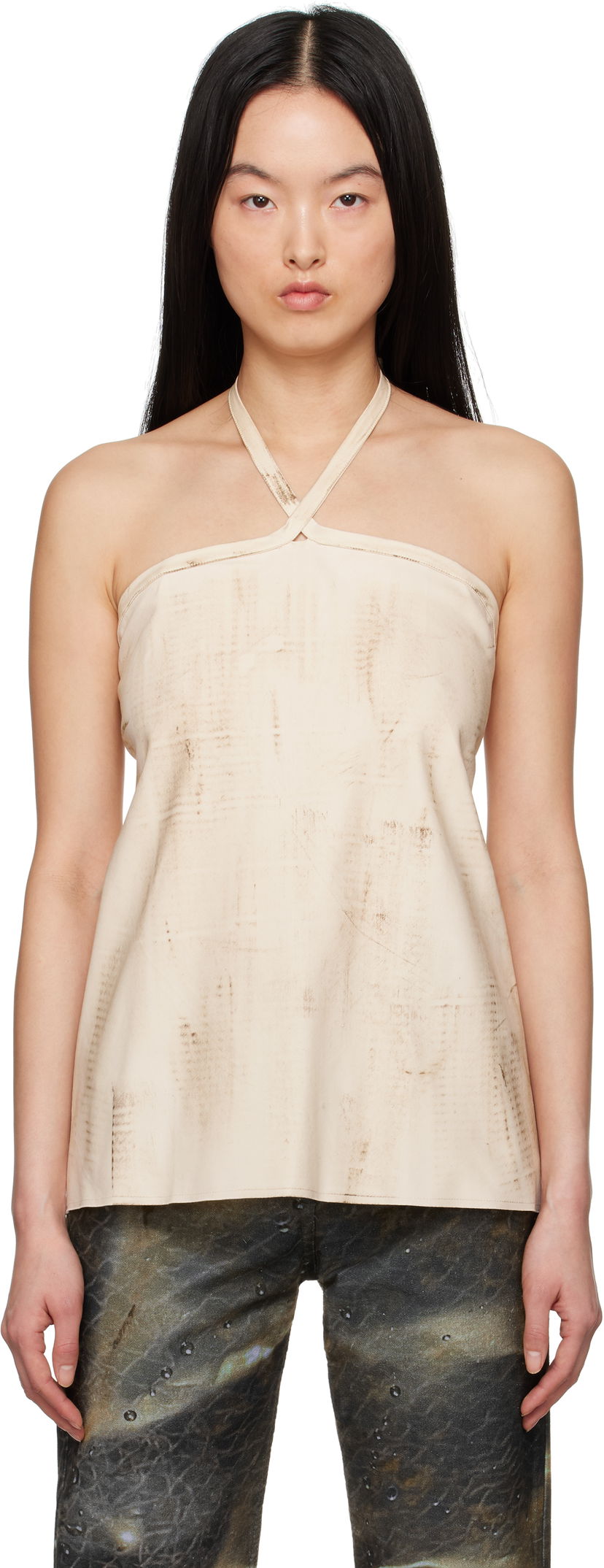 Linne Serapis Serapis Tar-Painted Halter Top Beige | SS25_HT_3