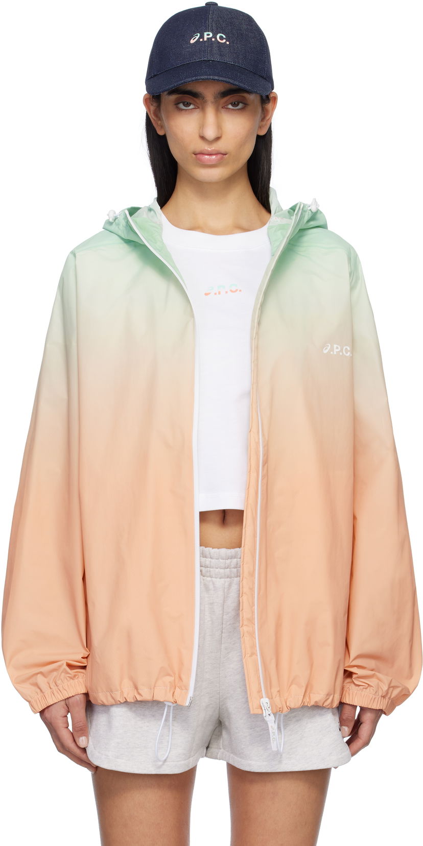 Vindjacka A.P.C. A.P.C. ASICS Edition Meadow Gradient Hooded Jacket Orange | PSAKO-M32001
