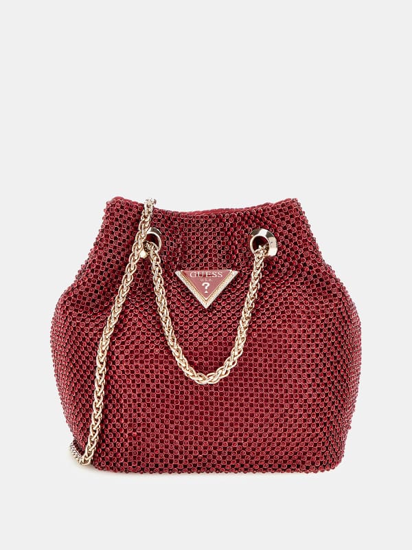 Handväska GUESS Rhinestone Mini Bucket Bag Röd | HWRP9350750