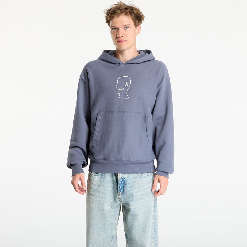 Sweatshirt Brain Dead Logo Head Hoodie Slate Blå | BDS25T09004821BL05