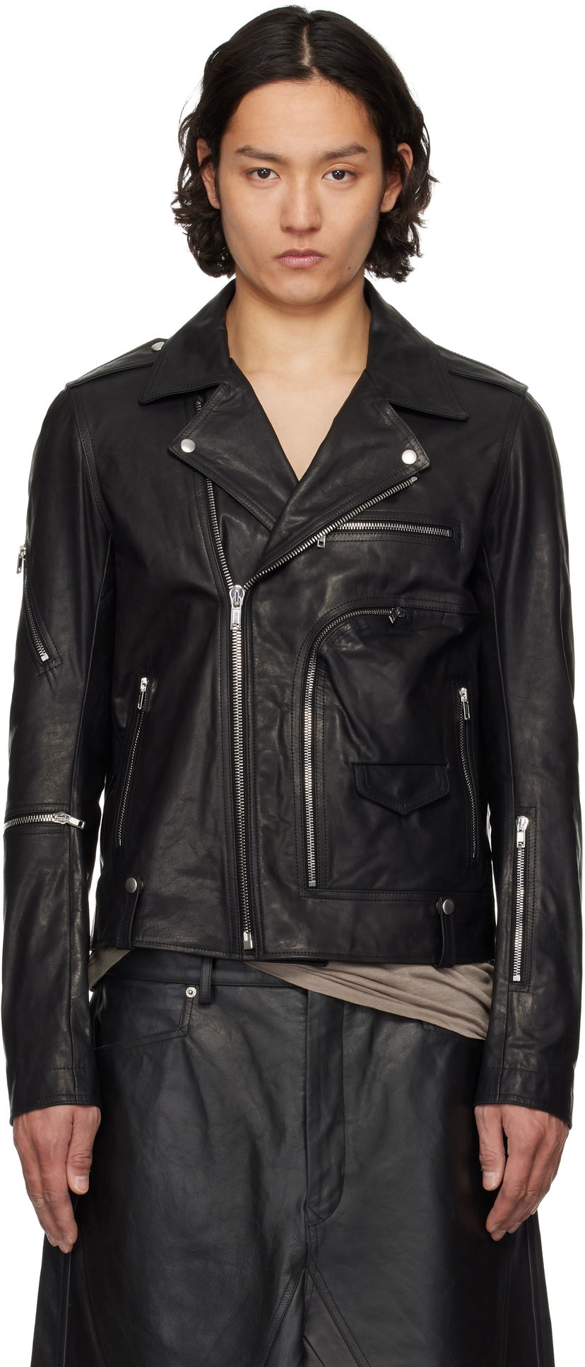Jacka Rick Owens Rick Owens Hollywood Bauhaus Stooges Leather Jacket Svart | RU01E5765 LSU