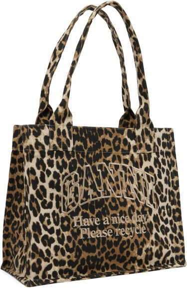 Tygpåse GANNI Leopard Canvas Tote Bag Beige | A5807, 1