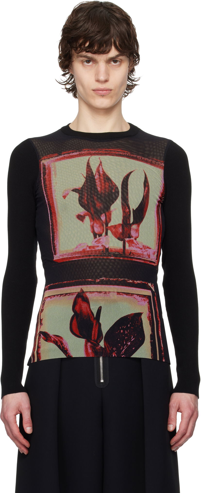 Sweater Jean Paul Gaultier Jean Paul Gaultier Flowers Cadres Long Sleeve T-Shirt Svart | 25/33-F-TO259-T579-002142