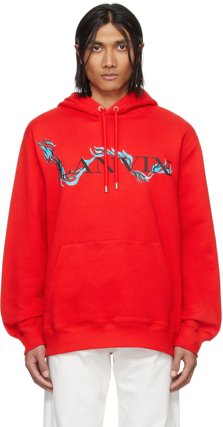 Sweatshirt LANVIN Printed Hoodie Röd | RU-HO0009-J109-P24