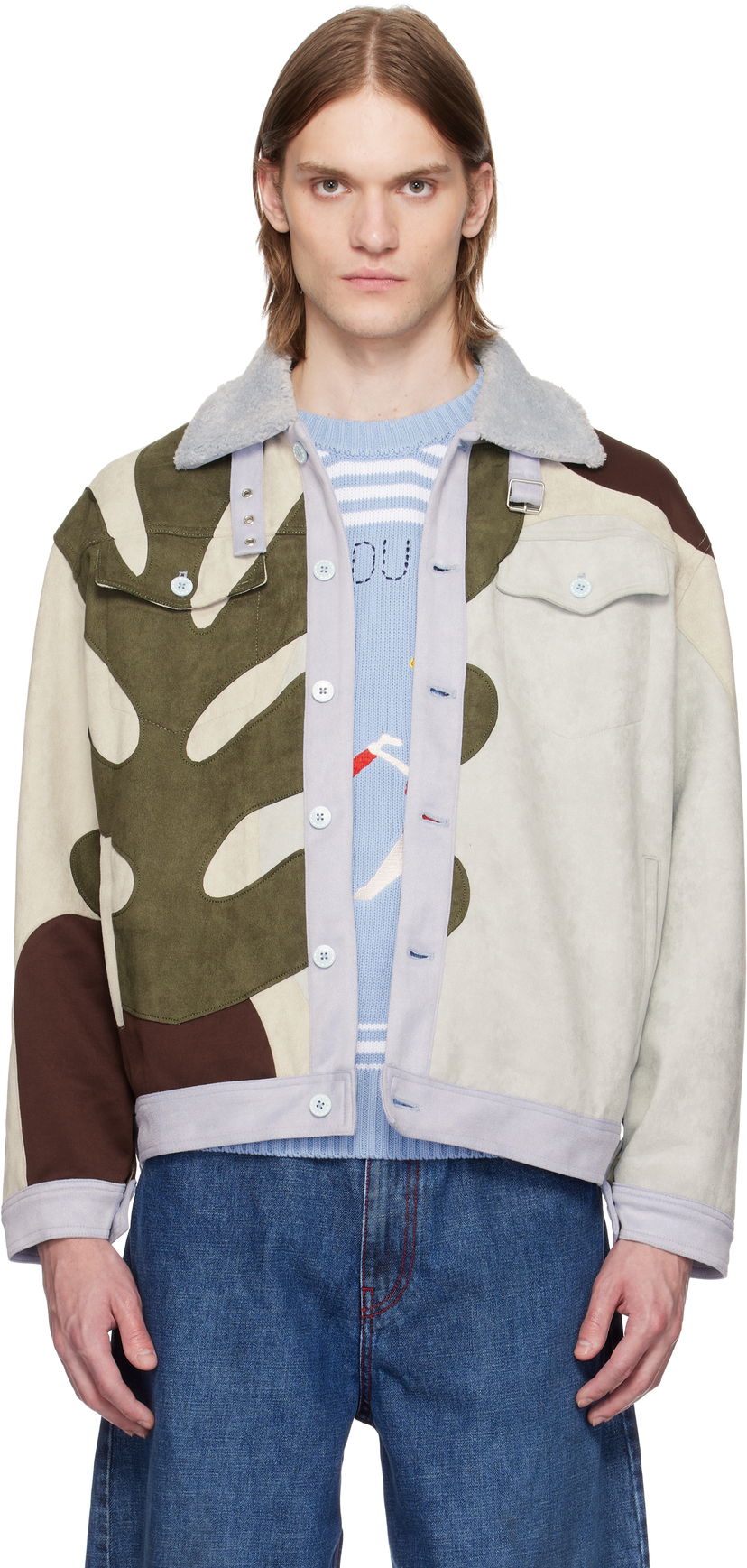 Jacka KidSuper KidSuper Floral Patchwork Suede Jacket Flerfärgad | SS25-OW-11