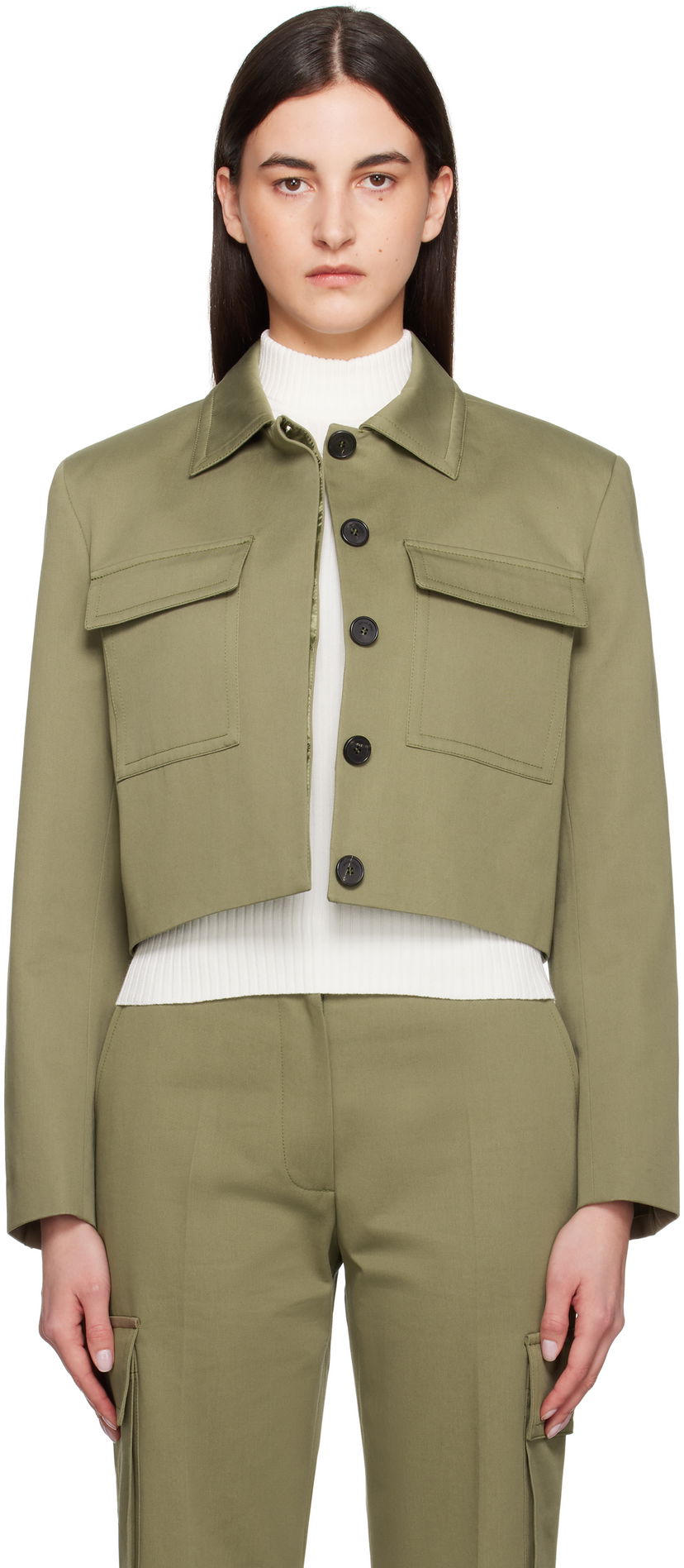 Jacka Anine Bing Anine Bing Dayton Cropped Military Jacket Grön | A-01-11150-AYG3