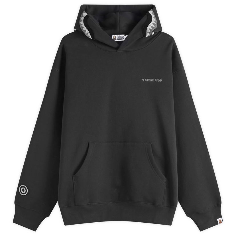 Sweatshirt BAPE Shark Logo Relaxed Fit Pullover Hoodie Svart | 001PPL301303M-BLK