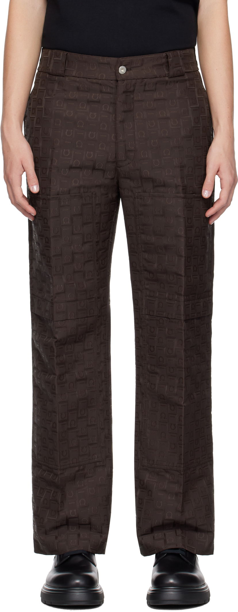 Byxor FERRAGAMO Monogram Trousers Brun | 777844