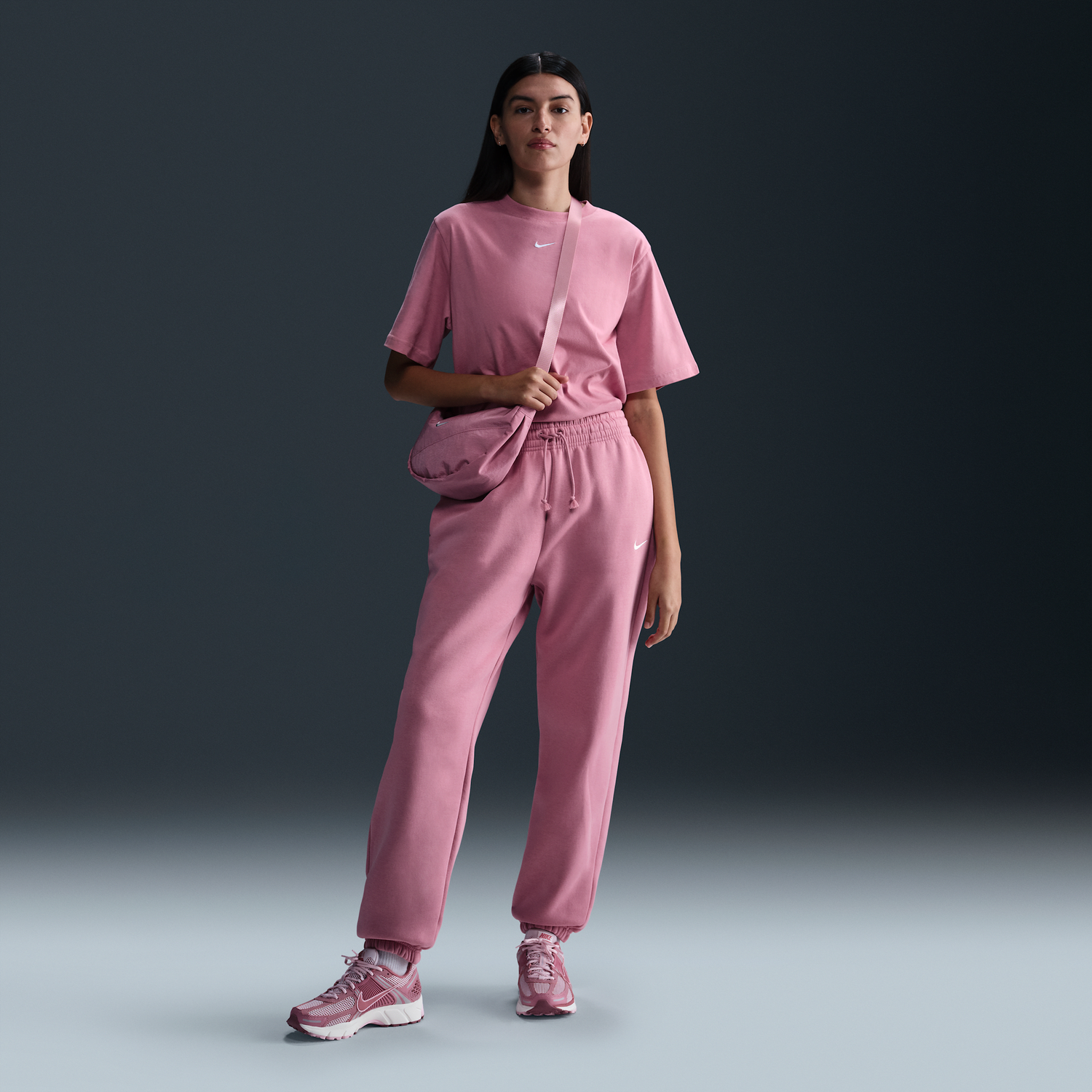 T-shirt Nike Sportswear Phoenix Fleece High-Waisted Loose Fit Pants Rosa | FZ5996-699, 0