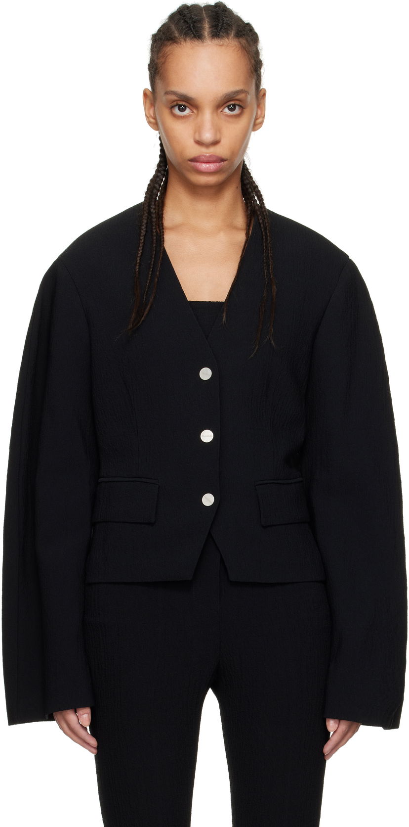 Jacka Nanushka Nanushka Kiyo Seersucker Blazer Svart | NW25RSOW19999