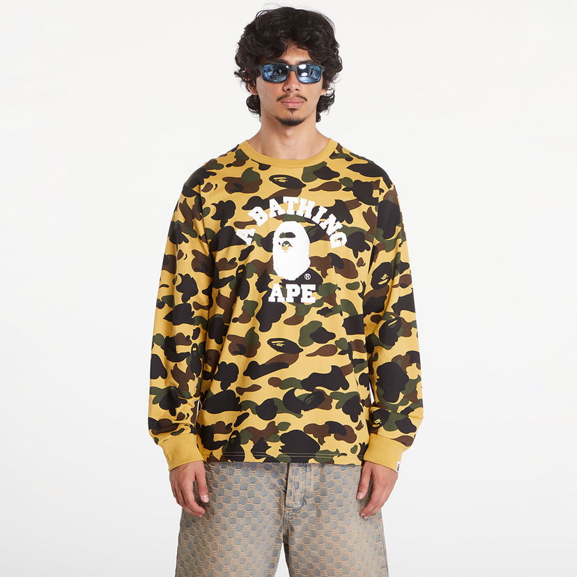 T-shirt BAPE A BATHING APE 1St Camo College Long Sleeve Tee Yellow Gul | 001LTK801008M YEL