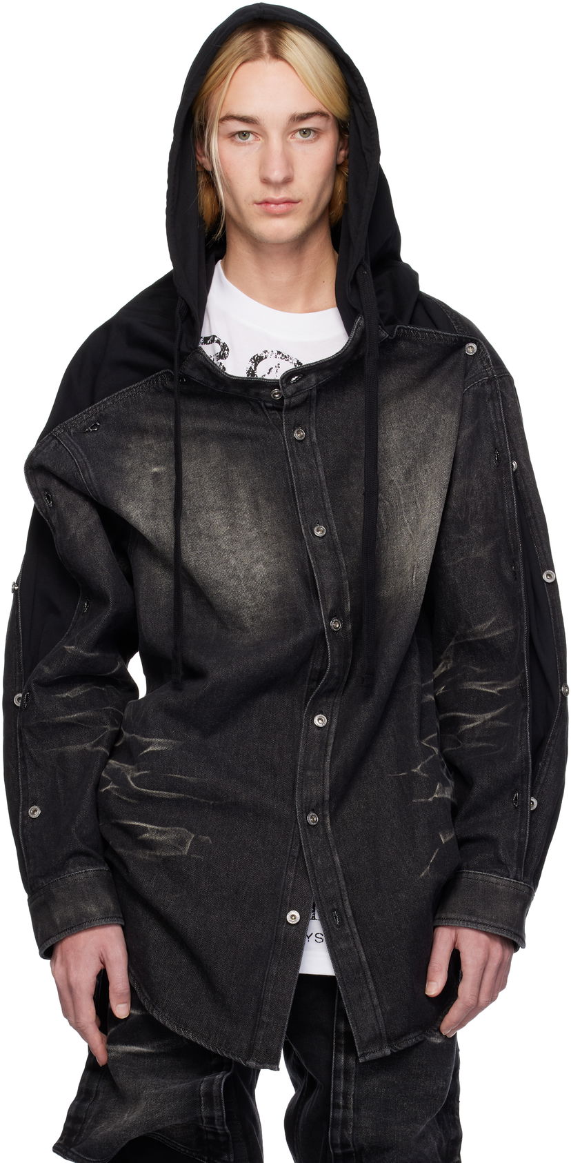 Skjorta Y/PROJECT Insert Hood Denim Shirt Svart | 207SI005