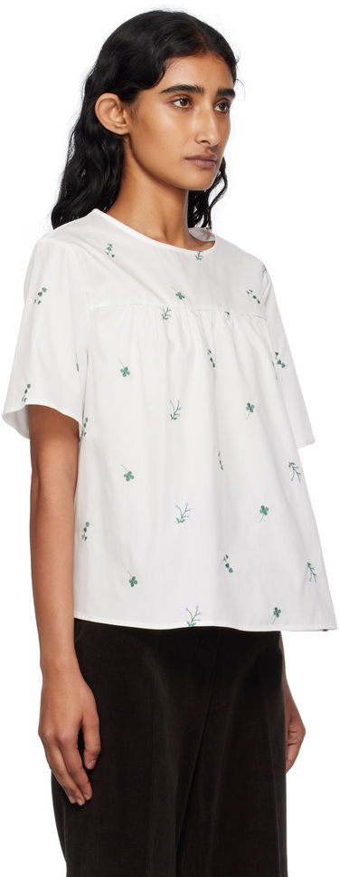 T-shirt Max Mara Weekend Max Mara Edita Floral Embroidered Top Vit | 2515941072600, 1