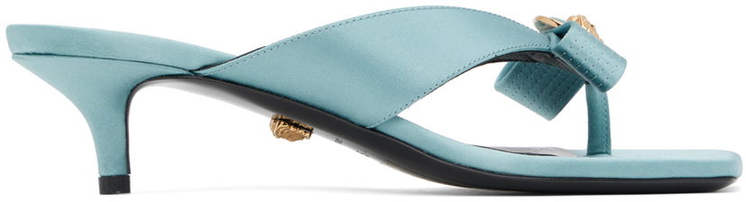 Skovård Versace Versace Gianni Ribbon Low Satin Mules Blå | 1013017_1A00619_1V59V