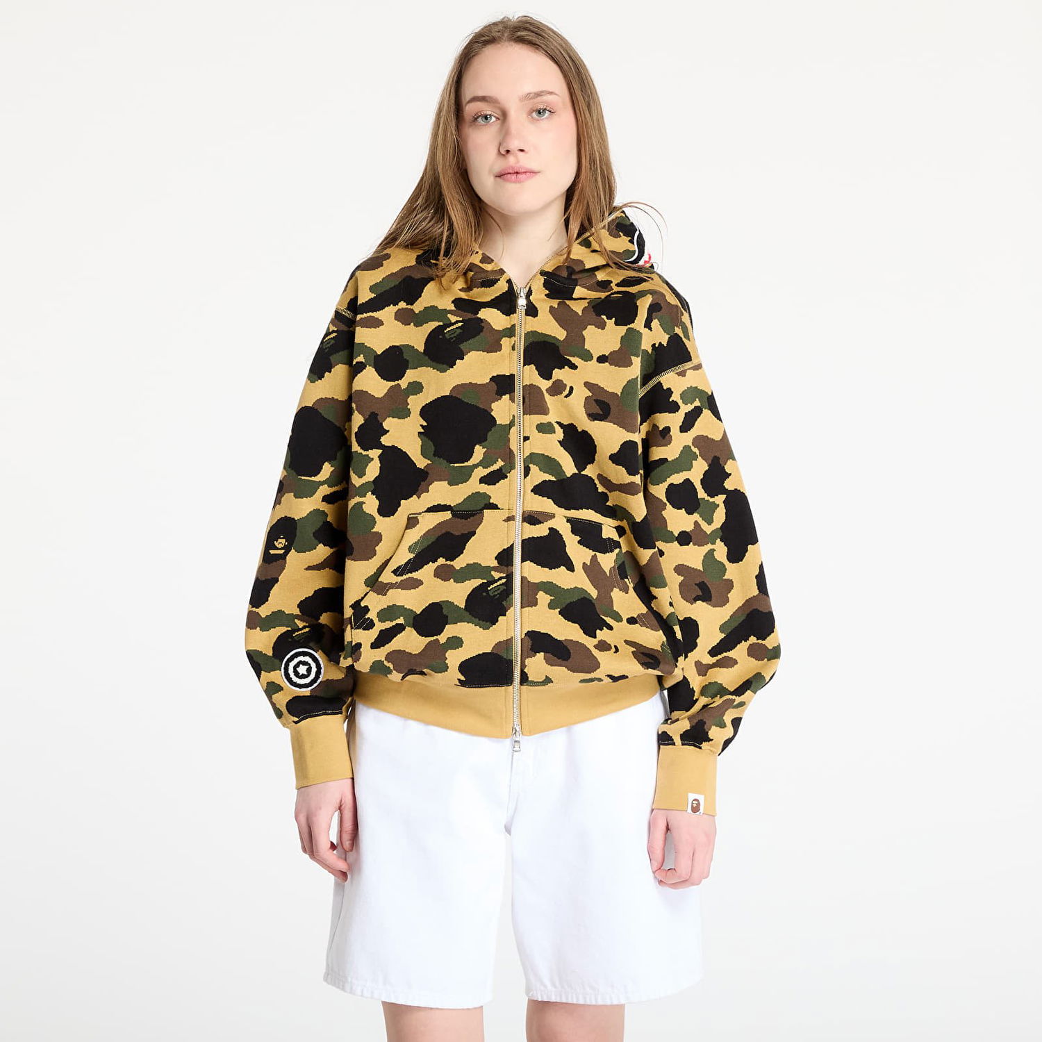 Sweatshirt BAPE A BATHING APE 1st Camo Jacquard Shark Relaxed Fit Full Zip Hoodie Gul | 001ZPL301304MYEL, 0
