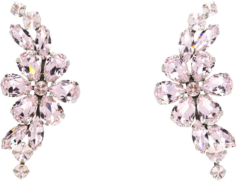 Örhängen Simone Rocha Simone Rocha Floral Crystal Half Moon Earrings Rosa | ERG503 0903