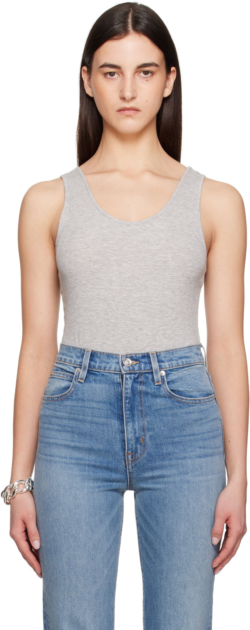Linne Anine Bing Anine Bing Ginny Scoop Neck Sleeveless Bodysuit Grå | A-08-10672-GRM5