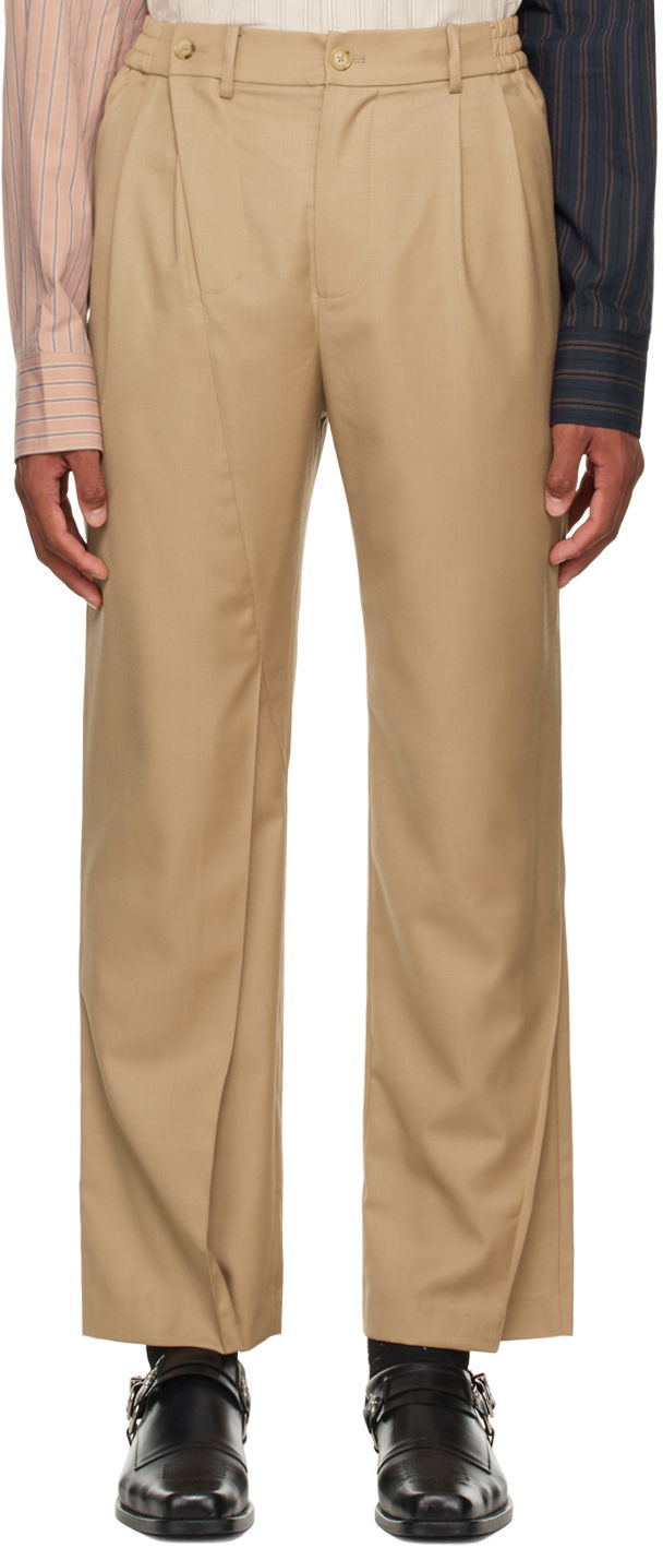 Byxor Feng Chen Wang Feng Chen Wang Pleated Trousers Beige | FMF14TR28