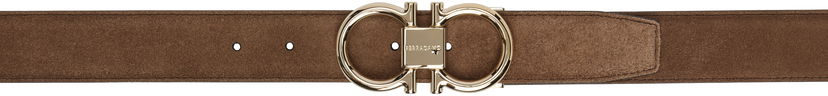 Bälten FERRAGAMO Salvatore Ferragamo Double Gancini Suede Belt Brun | 781603