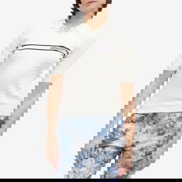 Polotröja Off-White Women's Short Sleeve Polo Top with Logo Stripe by Off-White Vit | OWHV005S25KNI0010A10, 2