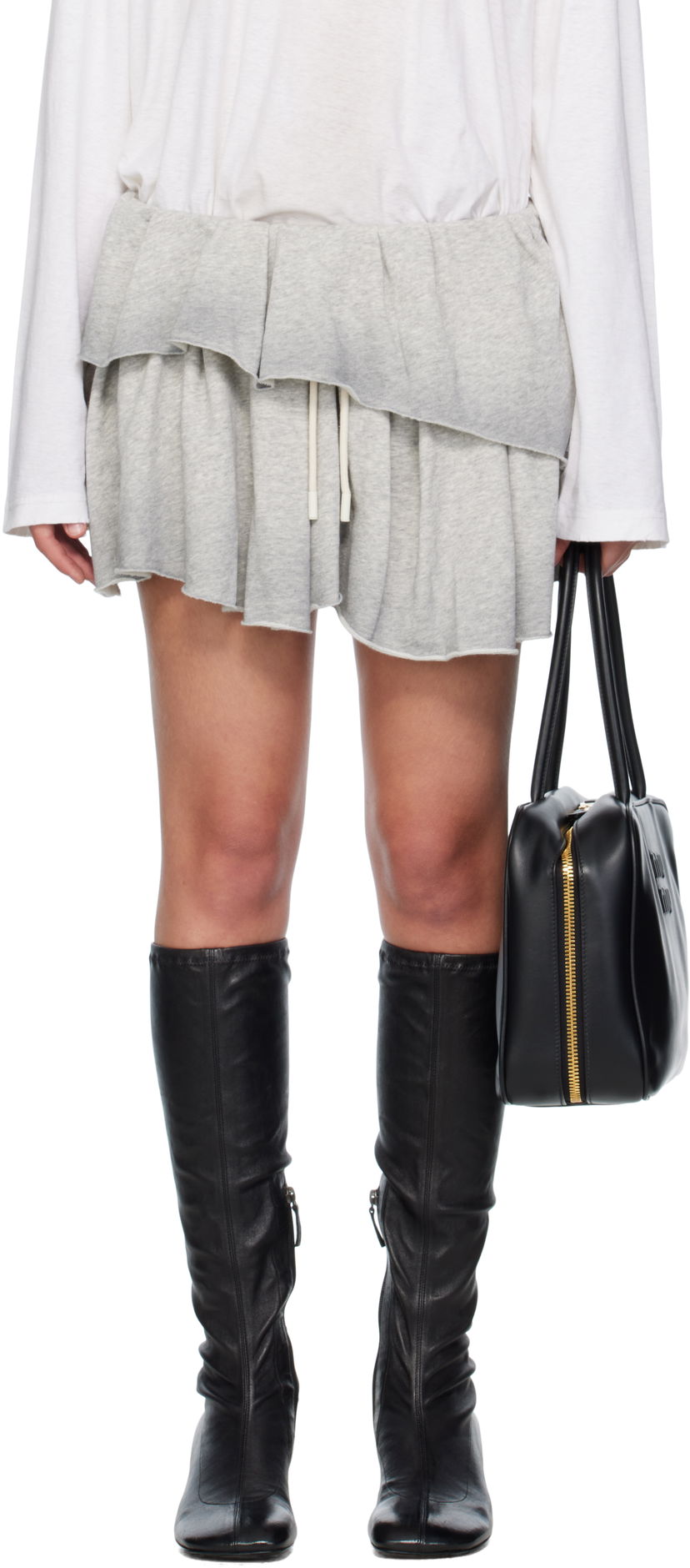 Kjol Acne Studios Acne Studios Layered Fleece Mini Skirt Grå | AF0540-