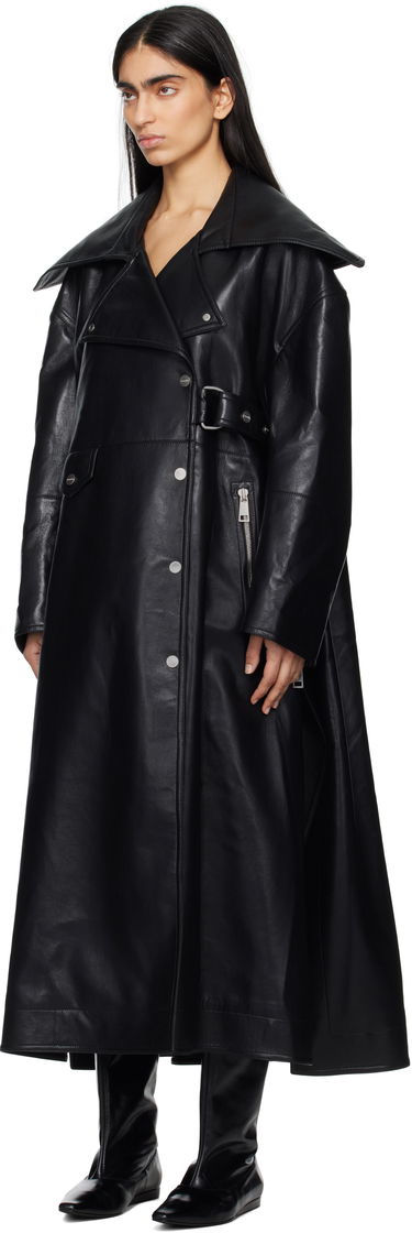 Trenchcoat Nanushka Nanushka Teca Regenerated Leather Trench Coat Svart | NW25RSOW14099, 3