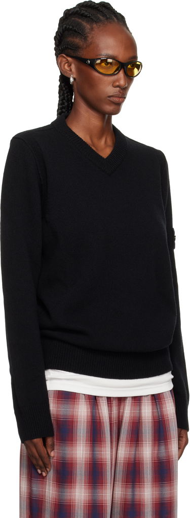 Sweater Stone Island Stone Island Lambswool V-Neck Sweater Svart | K2S15 5100033 S00A3, 1