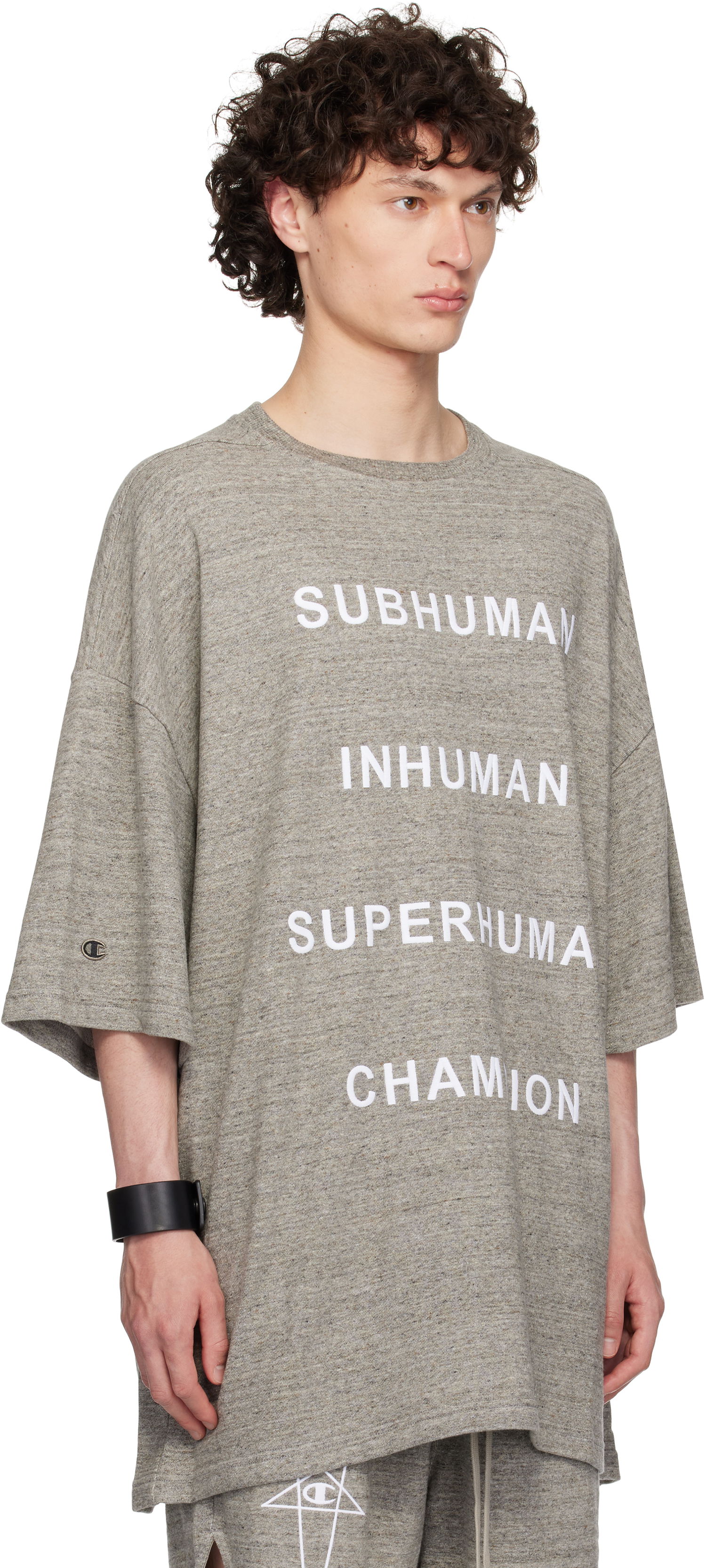 T-shirt Rick Owens Rick Owens Champion Edition Tommy T-Shirt Grå | CM01E1674 CHMJ MELANGE JERSEY, 1