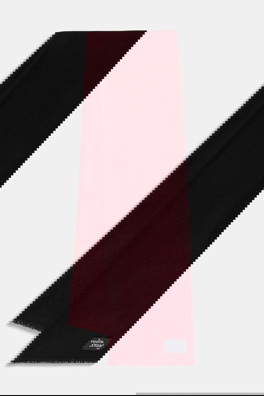 Halsduk MAISON KITSUNÉ Wool Fringe Scarf with Logo Patch Bourgogne | PW06200WB0028, 0