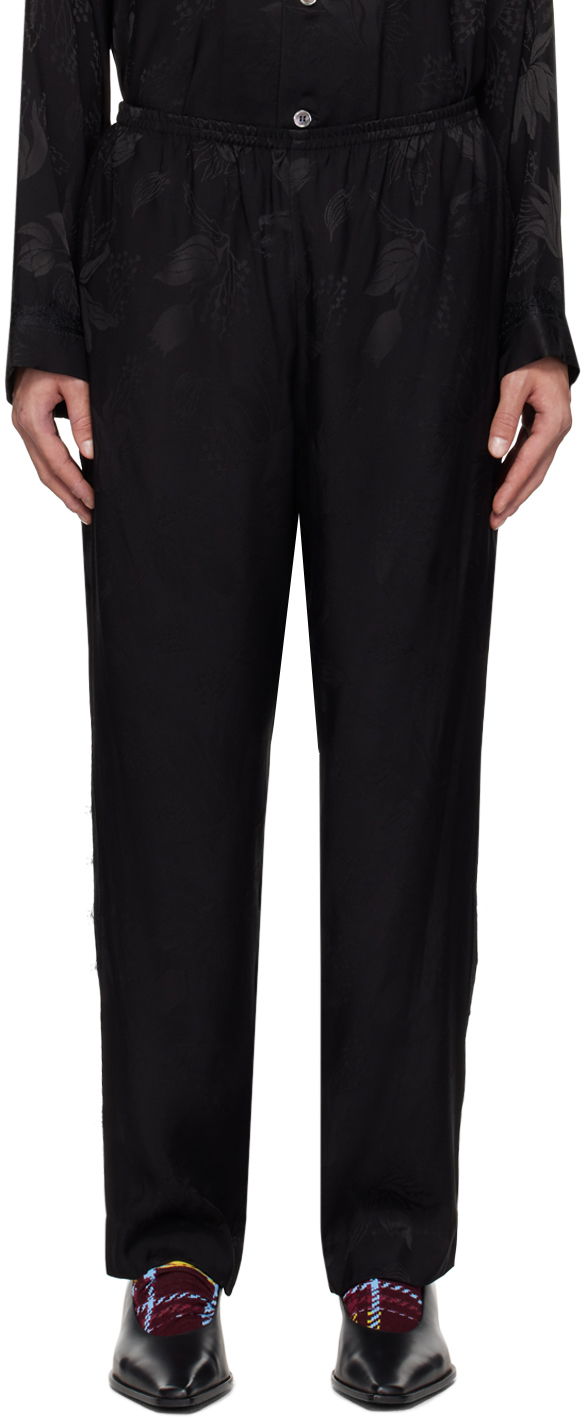Byxor Anna Sui Floral Jacquard Lounge Trousers Svart | M1024I40