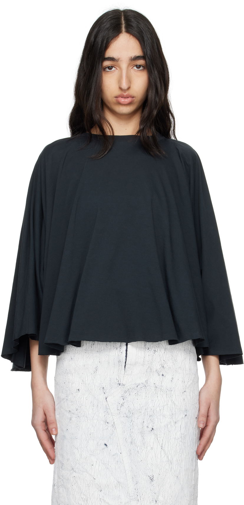 Sweater Maison Margiela MM6 Maison Margiela Jersey Batwing Top Svart | S62NH0038 M20115