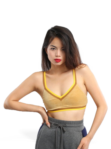 Crop top Puma V-Neck Velour Crop Top Gul | 575736 03