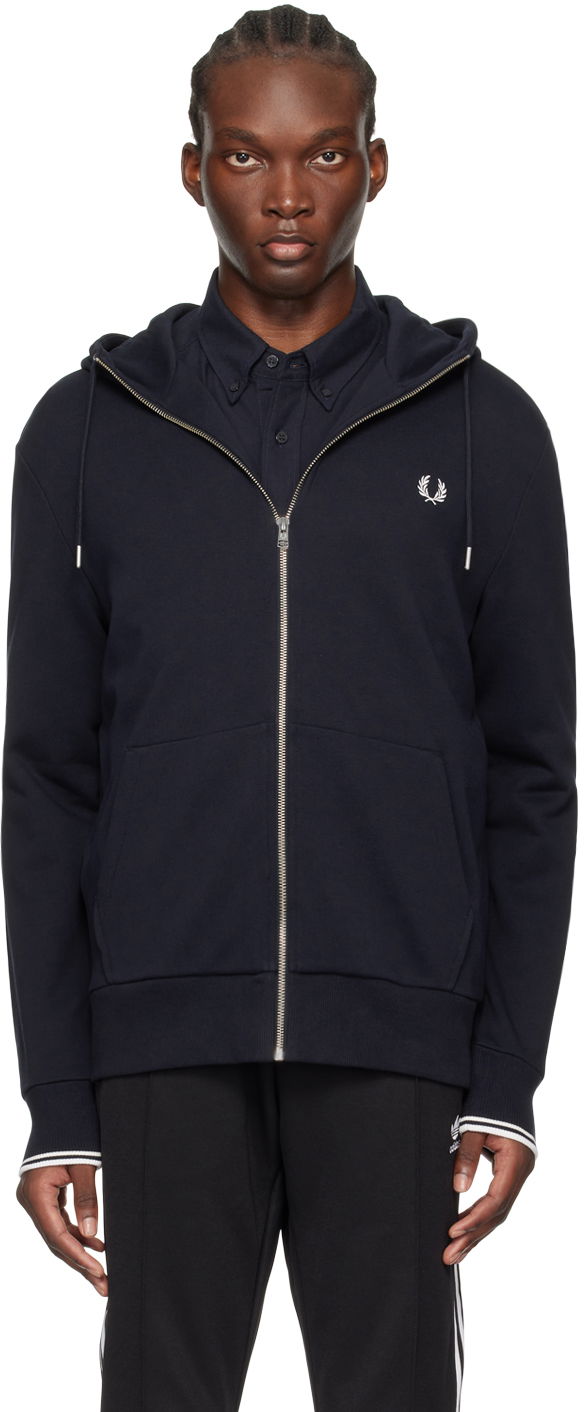Sweatshirt Fred Perry Zip Through Hoodie Svart | J7536