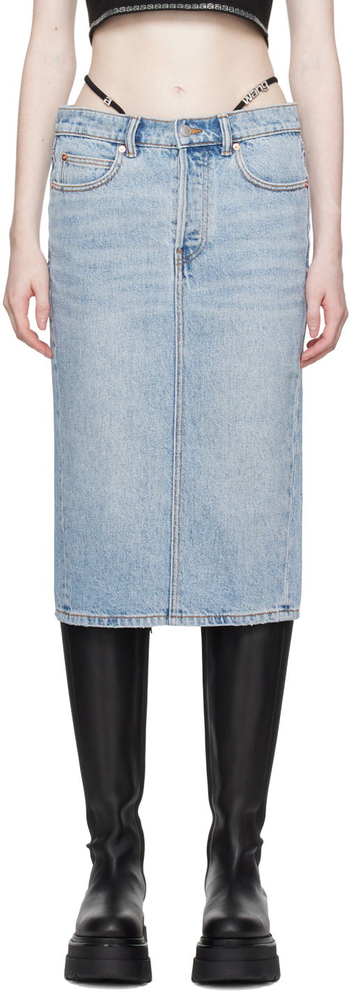 Kjol Alexander Wang Denim Midi Skirt Blå | 4DC4235235