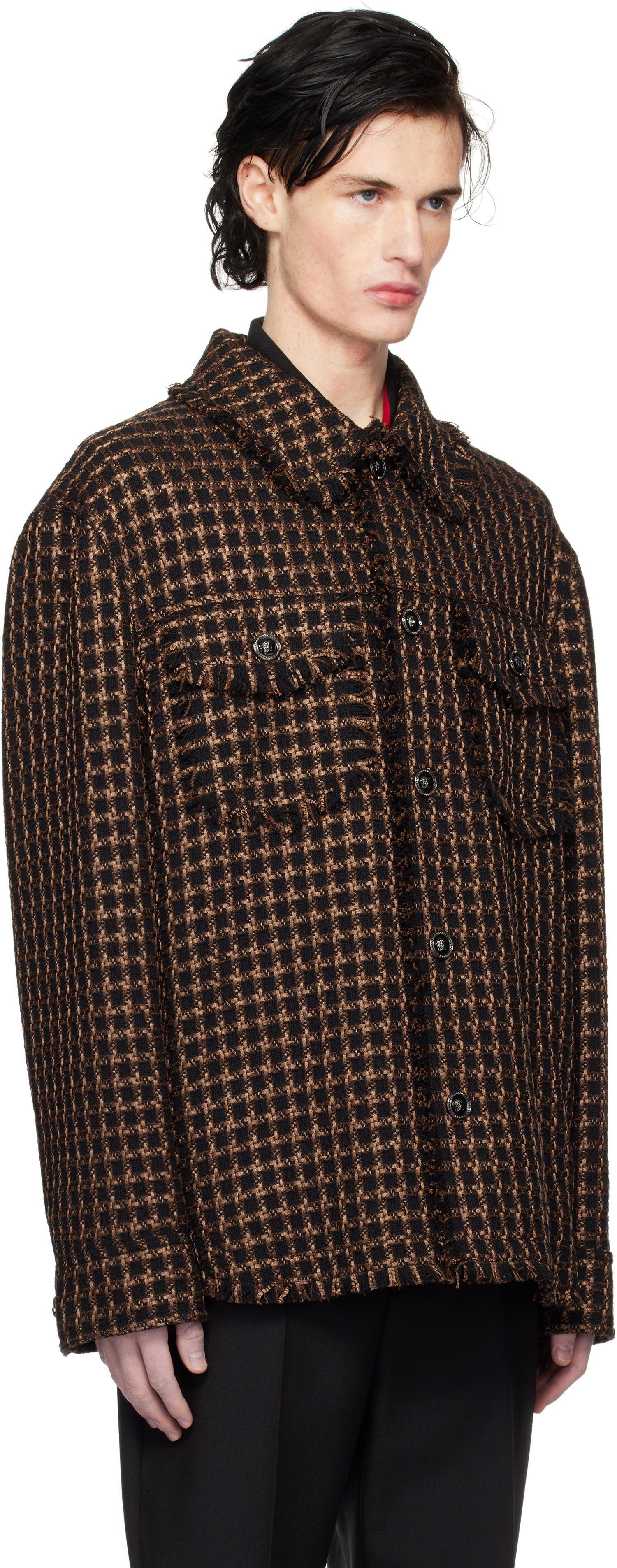 Jacka Versace Tweed Overshirt Jacket Brun | 1017402_1A12329, 1