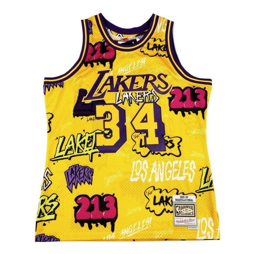 Jersey Mitchell & Ness Los Angeles Lakers Graffiti Print Basketball Jersey Gul | TFSM4768-LAL96SONYELL