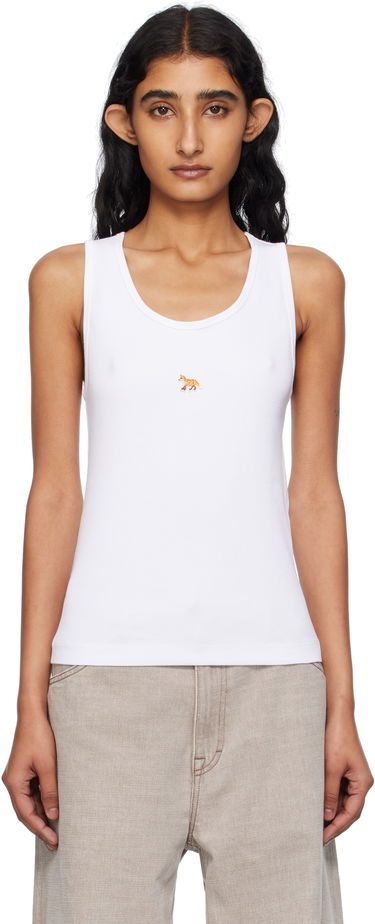 Linne MAISON KITSUNÉ Maison Kitsuné 'Baby Fox' Ribbed Tank Top Vit | PW00623KA0033, 0