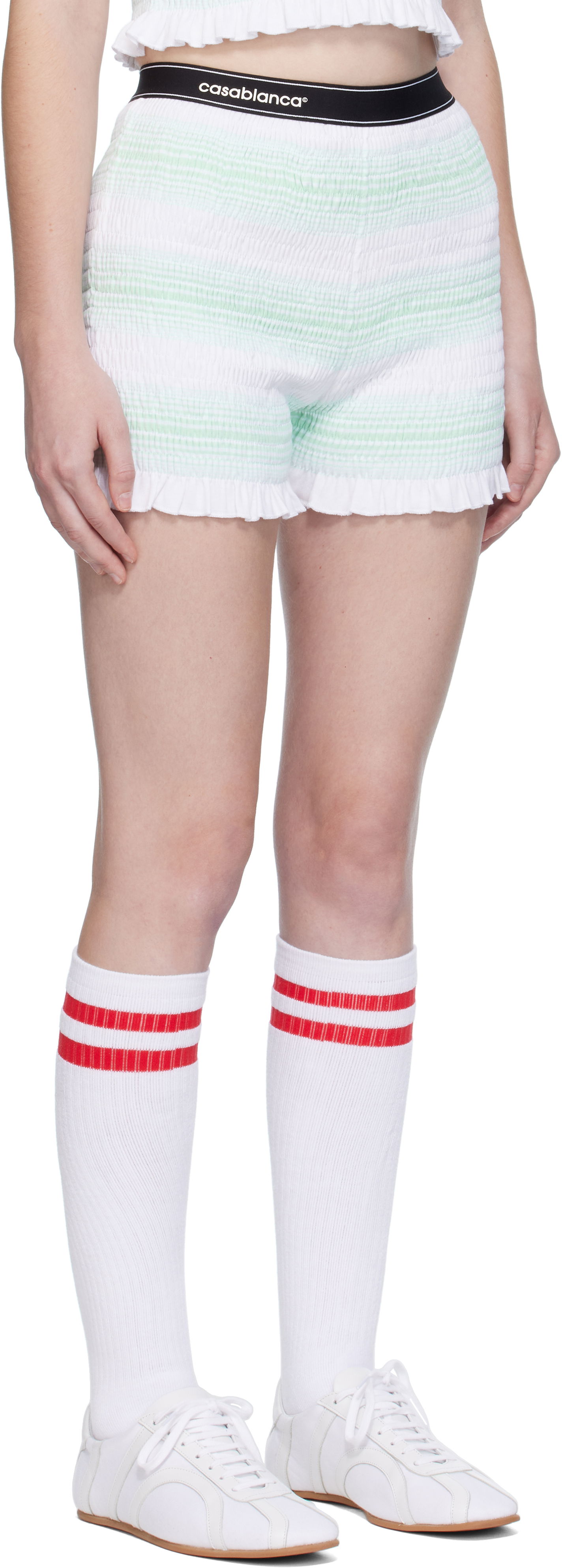 Shorts Casablanca Casablanca Stripe Shirred Shorts Grön | WPF25-JTR-163-01, 1