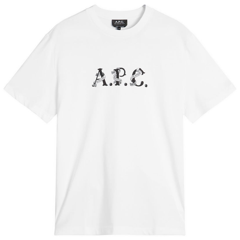 T-shirt A.P.C. Men's Hugo Graphic Logo T-Shirt, Size Small Vit | COHGS-M26543-AAB