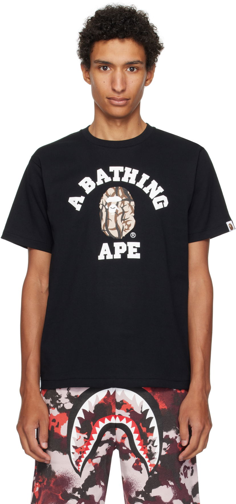 T-shirt BAPE A Bathing Ape Trial Camo College T-Shirt Svart | 001TEL301033M