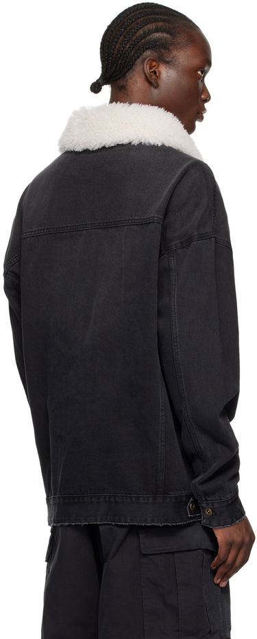 Jacka We11done Oversized Denim Jacket with Fur Collar Svart | WD-DJ2-24-363-U-BK, 2