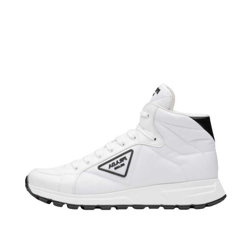 Sneakers och skor Prada PRAX 01 High Top Re-Nylon and Brushed Leather White Black Vit | 4T3592_3LF5_F0964