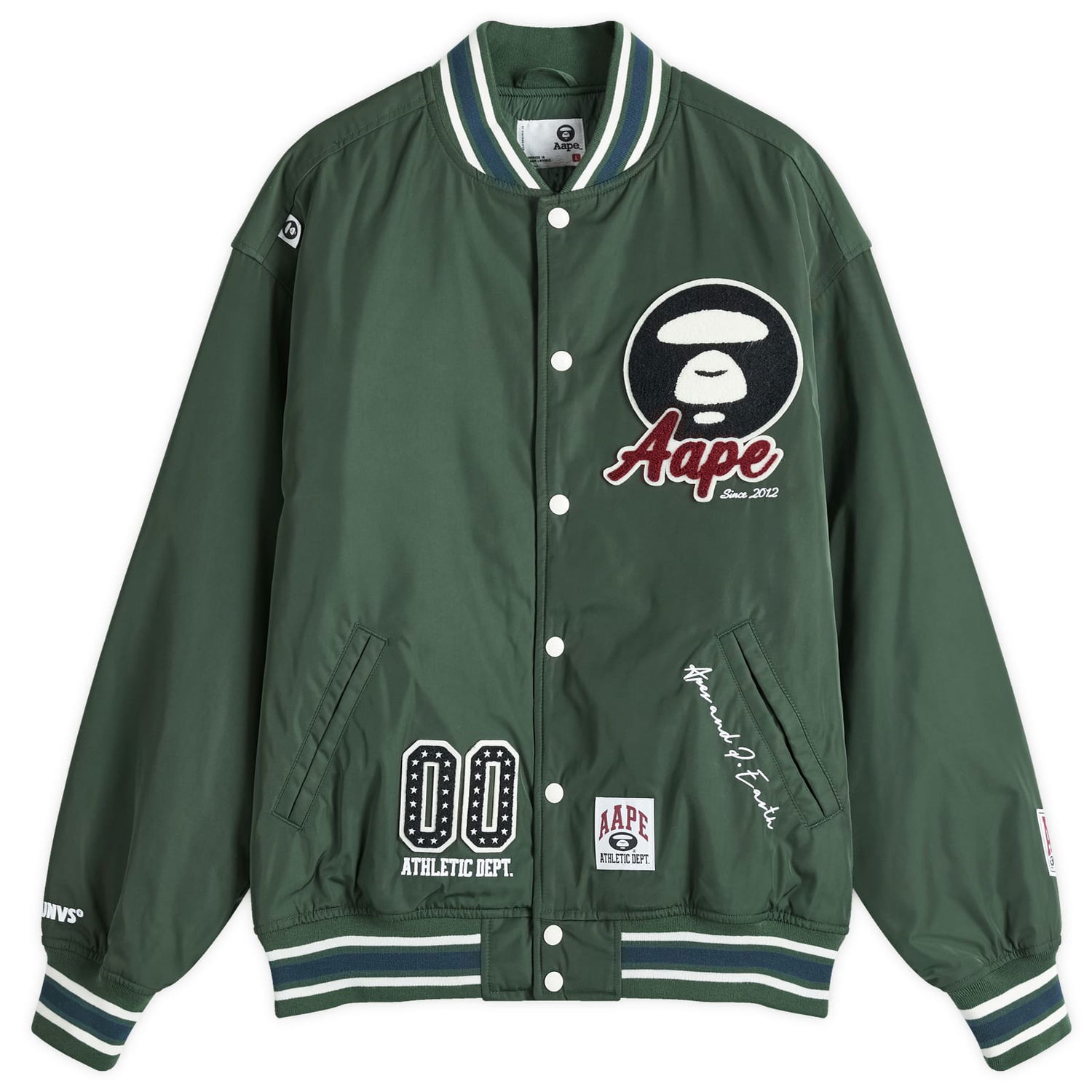 Bomberjacka AAPE by A Bathing Ape AAPE Ice Hockey Varsity Jacket Grön | AAPJKM7676XXNGRD, 1
