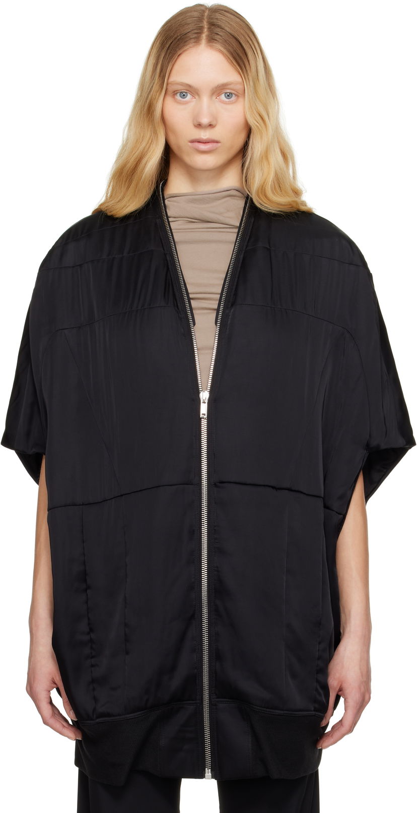 Väst Rick Owens Rick Owens Hollywood Girdered Bubble Bomber Jacket Svart | RP01E7739 SCH