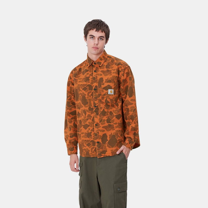 Skjorta Carhartt WIP Duck Camo Long Sleeve Shirt Orange | I033769_8