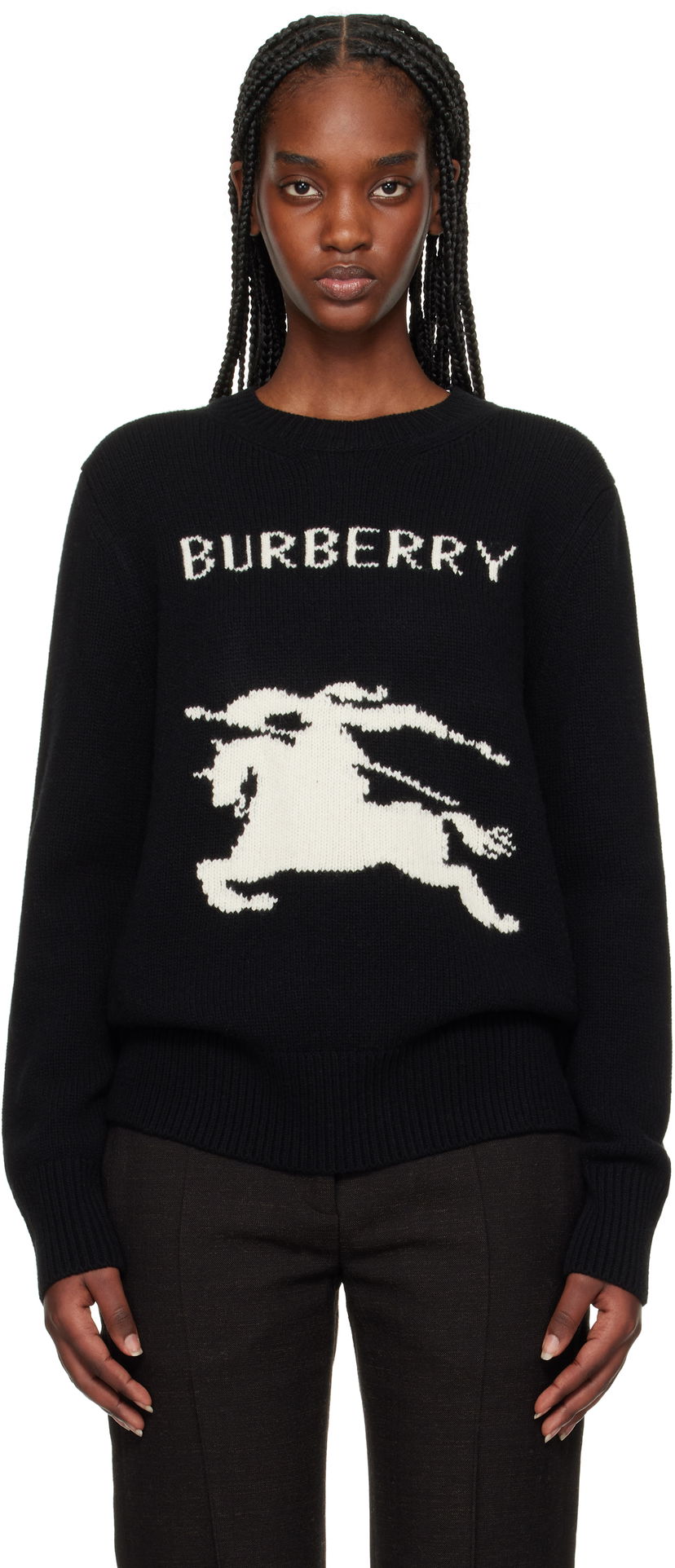 Sweater Burberry Burberry Equestrian Knight Design Wool Cashmere Sweater Svart | 8103048