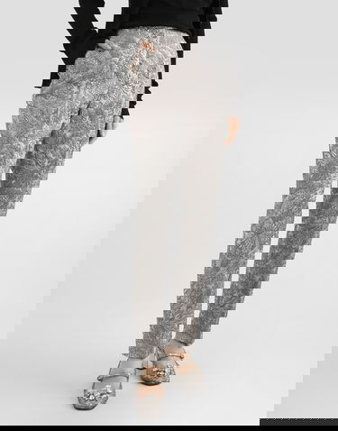 Byxor Dolce & Gabbana Floral Jacquard Trousers Metallisk | FTAM2ZFJZALS0998, 3