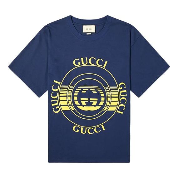 T-shirt Gucci Oversized T-Shirt With Print Blå | 616036-XJCSQ-4535